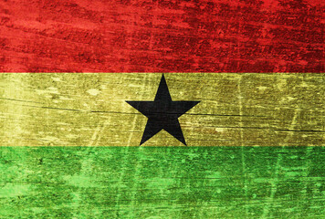 Ghana flag painted on wood