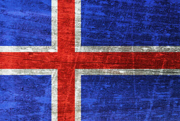 Iceland flag painted on wood