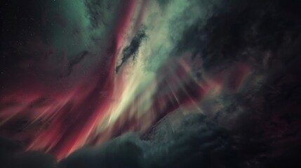 Obraz premium A symphony of light and color paints the polar skies as the Aurora Borealis and Australis take center stage. The celestial performance leaves onlookers in awe of the everchanging