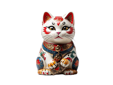 Chinese Lucky Cat gold on a white background
