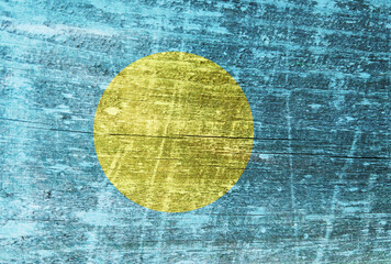 Palau flag painted on wood