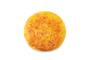 Korean cheese potato pancakes on a white isolated background