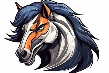 Stallion head and horse icon sticker art illustration and esports mascot logo concept - obrazy, fototapety, plakaty