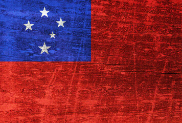 Samoa flag painted on wood