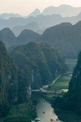 Viewpoint Đầm sen Hang múa is a popular spot for tourists visiting Tam Coc in the Ninh Binh region of Vietnam. In the background are the mountains and rice fields of the region. © Chris