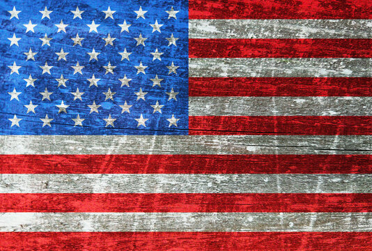US flag painted on wood