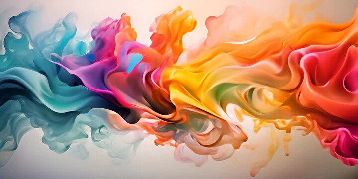 Colored liquids collide in water 4K Video