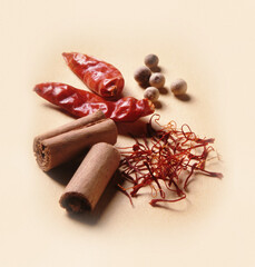 mixed spices - chilli, cinnamon, pepper, saffron

