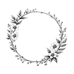 freesia-wreath-encircling-a-blank-space-simple-pen-drawing-depicting-delicate-petals-and-intertwin