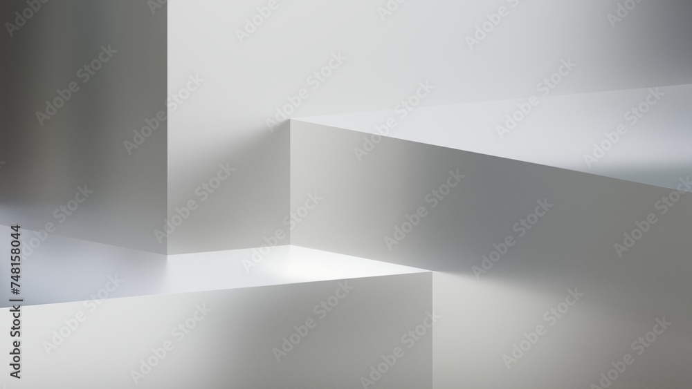 Poster silver background for product presentation with shadows and light. empty podiums on silver color. mo