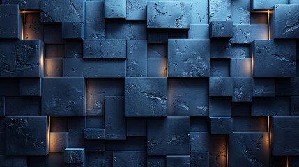 Blue textured blocks illuminated, creating a 3D effect