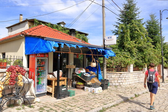September 14 2023 - Voskopoja, Albania: lonely streets at lunchtime