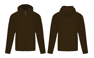 Brown zipper hoodie. vector illustration
