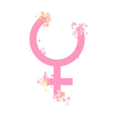 Woman Day Sign, Happy Women's Day Symbol with flowers vector