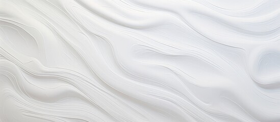 A detailed view of a white wall with wavy lines, showcasing a modern and abstract design created with gypsum texture and plaster. This beautiful artwork adds a unique element to any interior space. - obrazy, fototapety, plakaty