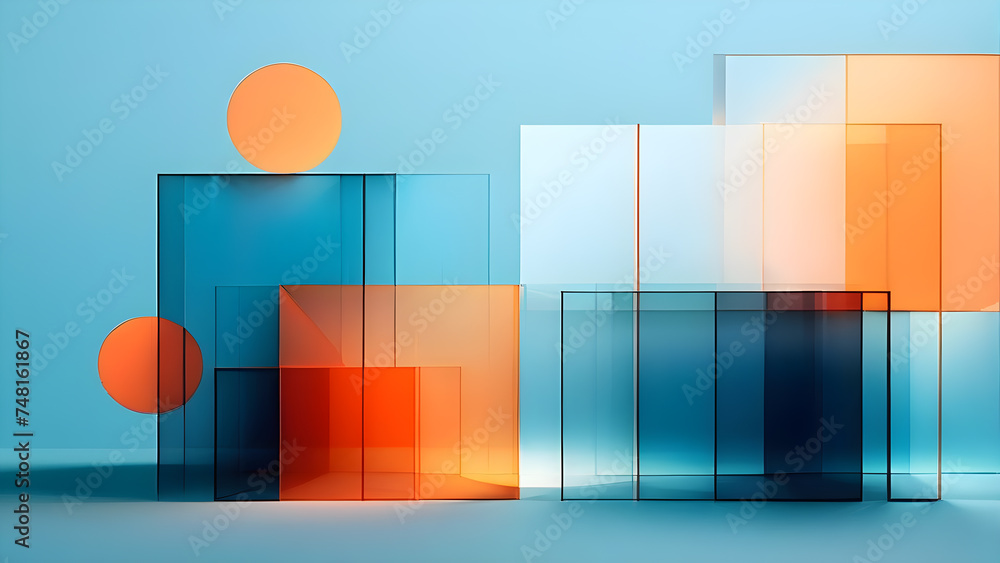 Aufkleber layered-geometry-featuring-translucent-overlay-with-linear-patterns-minimalist-background-concentr