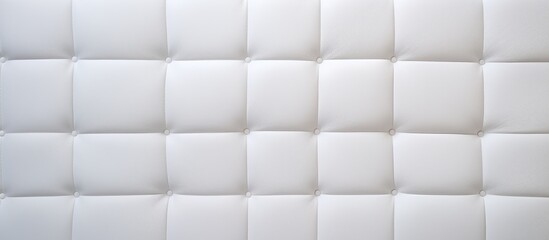 A detailed view of a mattress covered in crisp white sheets. The sheets are neatly tucked in, showcasing a clean and minimalistic design. The mattress has a subtle square and line texture,