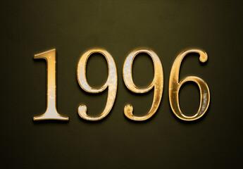 Old gold effect of year 1996 with 3D glossy style Mockup.	