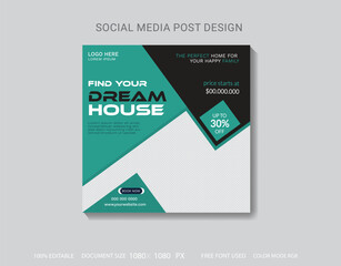modern Real Estate social media post design template for business.