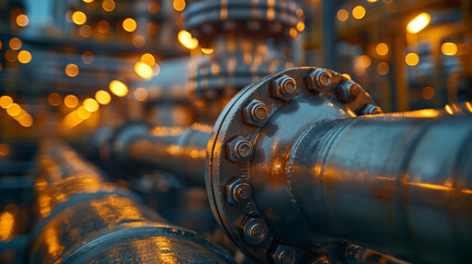 oil, natural gas refinery equipment, piping - obrazy, fototapety, plakaty