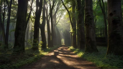 Zelfklevend Fotobehang path in the woods © Yves