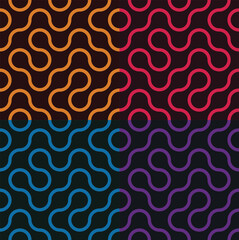 Seamless abstract quadriptych pattern with waves