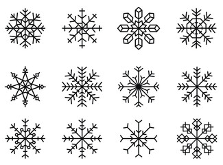 Snowflakes snow winter set vector icons