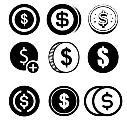 Dollars money investment set vector icons