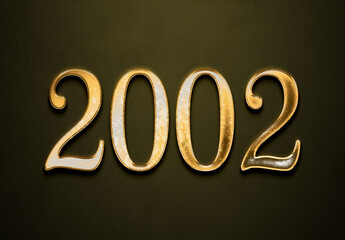 Old gold effect of year 2002 with 3D glossy style Mockup.	