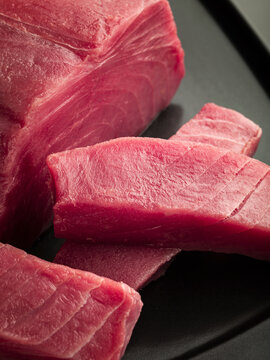 Sliced Raw tuna (close-up)