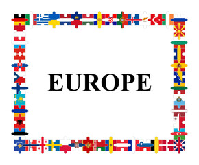 unity concept. european countries flags jigsaw. vector illustration isolated on white background