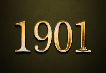 Old gold effect of year 1901 with 3D glossy style Mockup.	