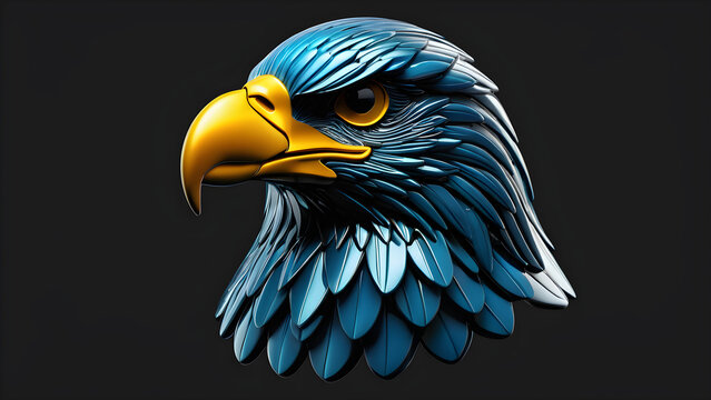 head of eagle. an animal eagle emoji on a black background. eagle head isolated on a black background.