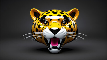 an animal cheetah emoji on a black background. cheetah head cartoon.