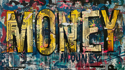 Urban Art Money Mural: A Graffiti-Style Painting with Currency Elements