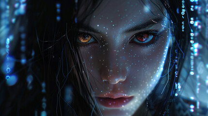 Yakuza elf hacker in a blockchain datascape