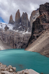 Fototapeta na wymiar Torres del Paine National Park view, Chile. Chilean Patagonia landscape. Base Las Torres viewpoint