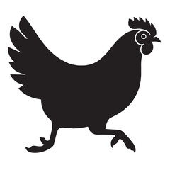 Charming Chicken Silhouette, Chicken Collection for Farm , Graceful Chicken Designs-black and white illustration