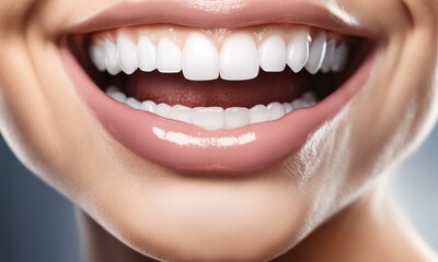 Obraz premium Tooth whitening, perfect white teeth close up whith shade glide bleach color, female vineere smile, dental care and stomatology, dentistry. AI
