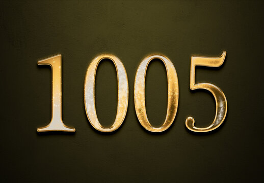 Old gold effect of year 1005 with 3D glossy style Mockup.	