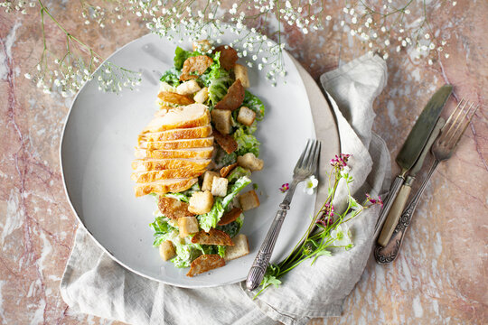 Chicken breast with Caesars salad