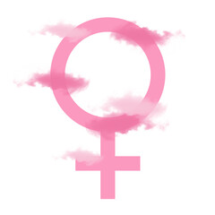Woman Day Sign, Happy Women's Day Symbol with Clouds vector