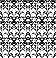 Hearts seamless pattern. Cute Hand-drawn nursery cartoon doodle. Childish vector illustration, simple  style. Black hearts on a white background Perfect for printing fabrics, packaging, clothes