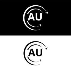 AU letter  logo minimal unique and simple logo design, AU creative modern monogram logo style