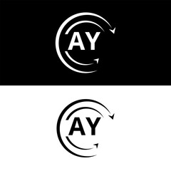 AY letter  logo minimal unique and simple logo design, AY creative modern monogram logo style