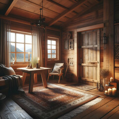 interior of an house  interior, room, window, table, home, house, chair, Ai generated 