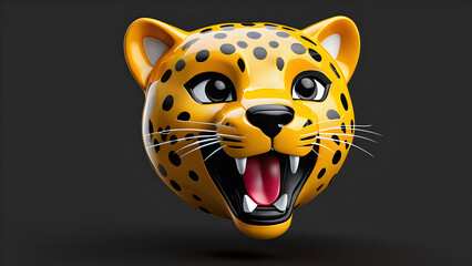 cheetah head in black. an animal cheetah emoji on a black background. cheetah head cartoon
