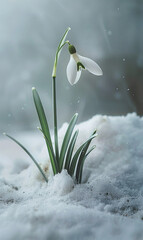 snowdrops in snow