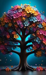 colorful custom wallpaper tringle with blacked tree photo wallpaper, 3d illustration