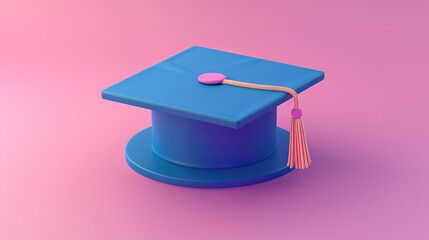 Graduate cap, mortarboard, and college cap. Concept of education and degree ceremonies. 3D vector symbol. cartoony, minimalistic aesthetic.